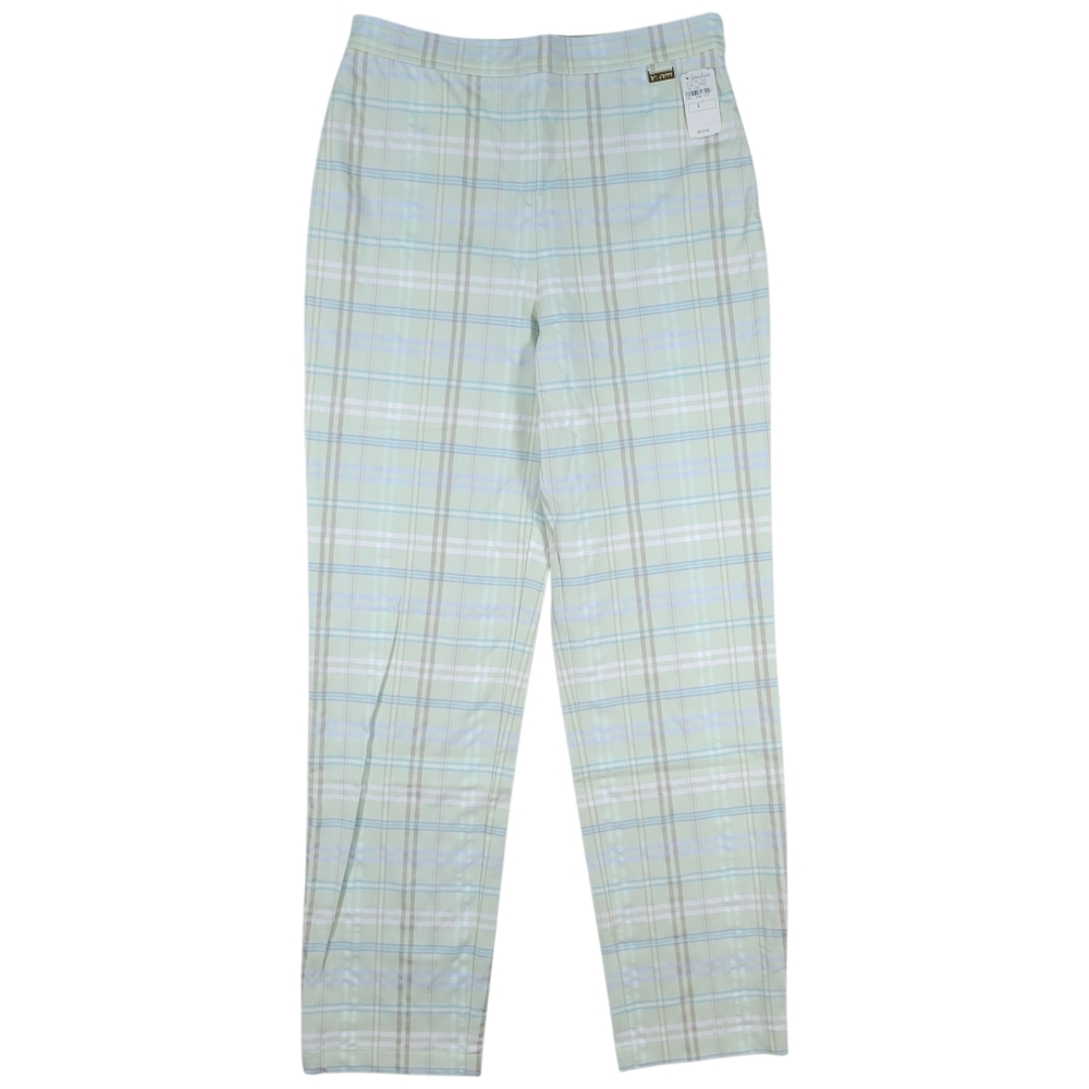 St John Sport Pants Women 6 Pastel Green Plaid Preppy Golf Country Club Trousers